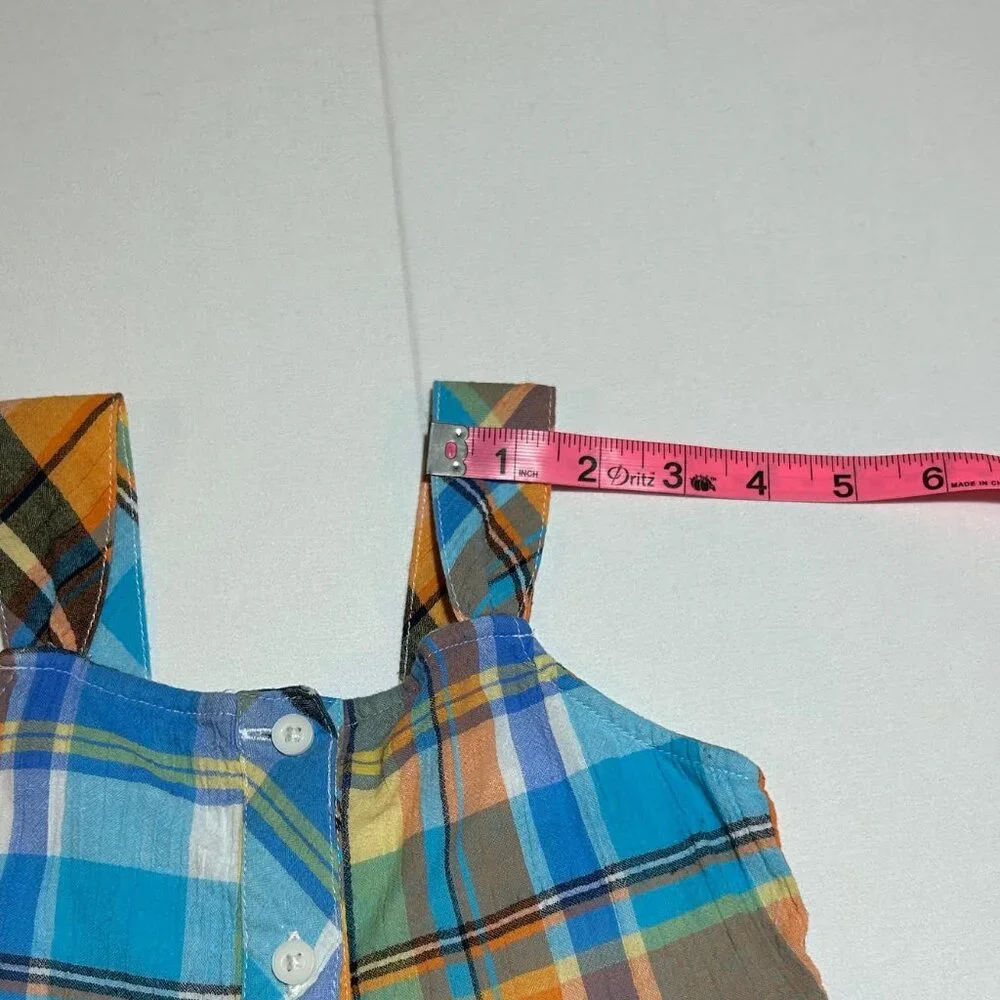 Gymboree Girls 4 Orange Blue Madras Plaid Sleeveless Sundress Preppy Classic